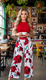 Load image into Gallery viewer, High waist Loose A Line Pants Set
