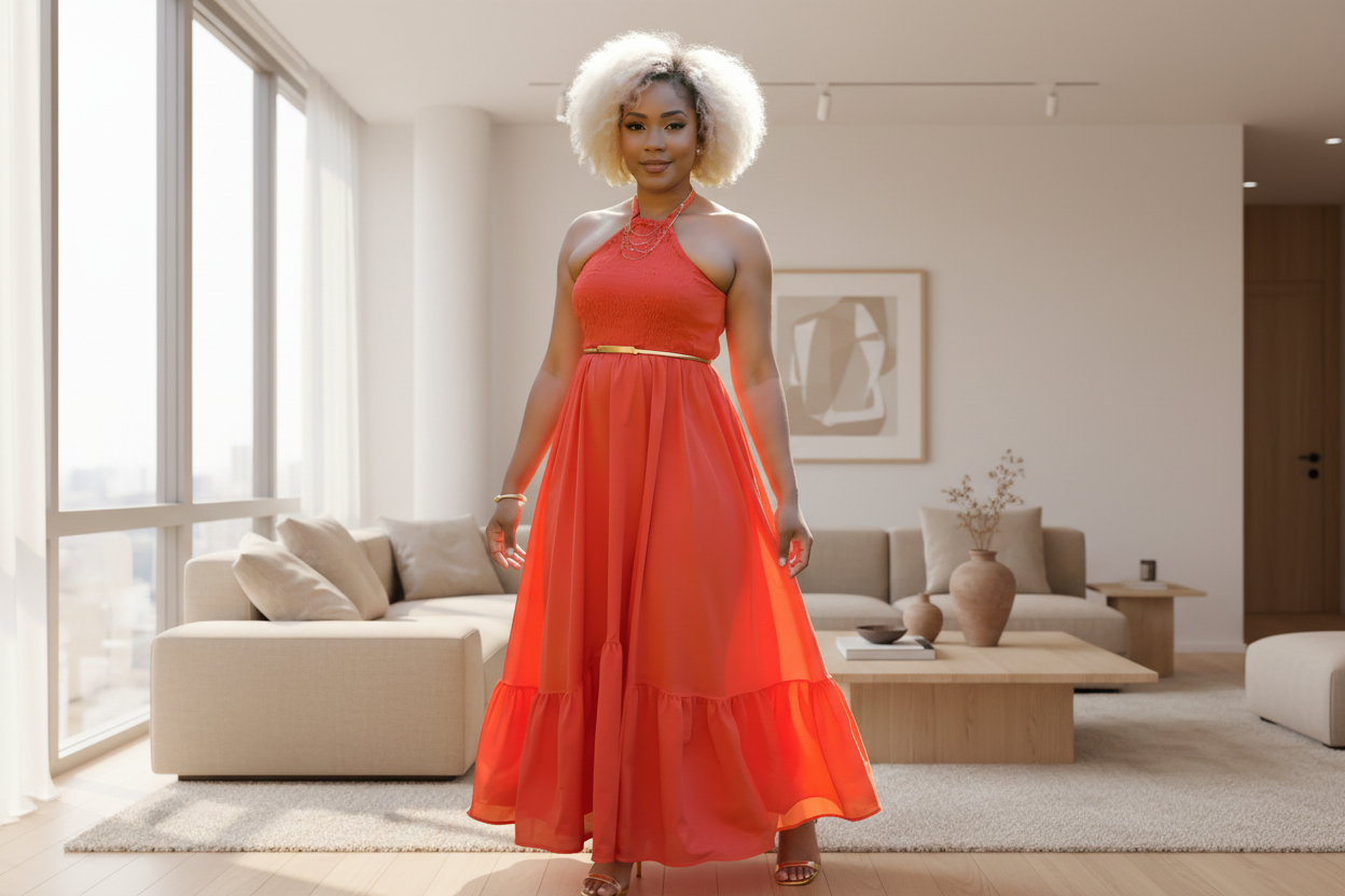 Ankle length Maxi Dress - ADAEZE'S BOUTIQUEApparel & AccessoriesAdaeze's BoutiqueSC0382-PJ-149788860Ankle length Maxi DressAnkle length Maxi DressOrangeSmall