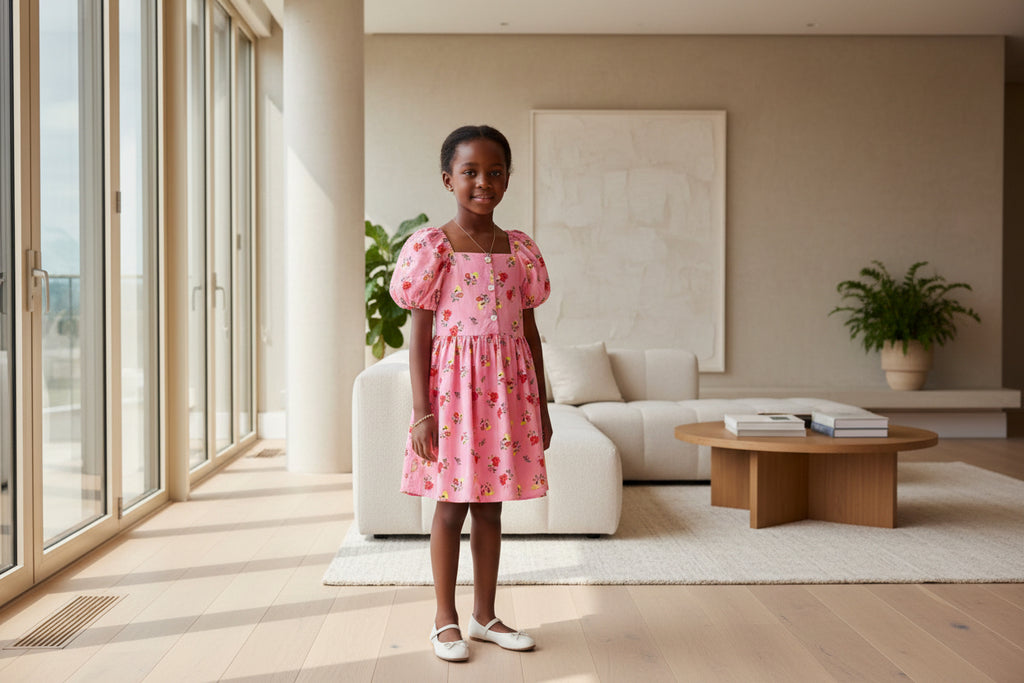 Ashely Floral dress puff sleeves - ADAEZE'S BOUTIQUEApparel & AccessoriesCutie patootie18277052Ashely Floral dress puff sleevesAshely Floral dress puff sleeves6T