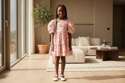 Ashely Floral dress puff sleeves - ADAEZE'S BOUTIQUEApparel & AccessoriesCutie patootie18277052Ashely Floral dress puff sleevesAshely Floral dress puff sleeves6T