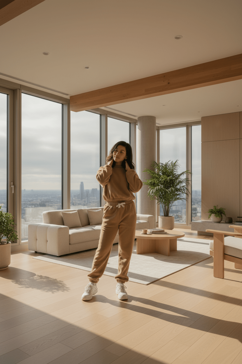 Girl's 2 - Piece Ribbed Jogger Set - Comfort & Style - ADAEZE'S BOUTIQUEKids ClothingADAEZE'S BOUTIQUE03422652Person wearing a brown tracksuit with a logo, standing outdoors on a sunny day.Person wearing a brown tracksuit with a logo, standing outdoors on a sunny day.Bronze7 - 14