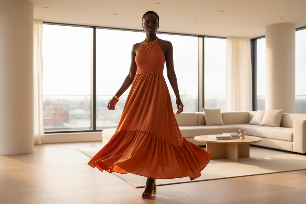 Ankle length Maxi Dress - ADAEZE'S BOUTIQUEApparel & AccessoriesAdaeze's BoutiqueSC0382-PJ-149788860Ankle length Maxi DressAnkle length Maxi DressOrangeSmall