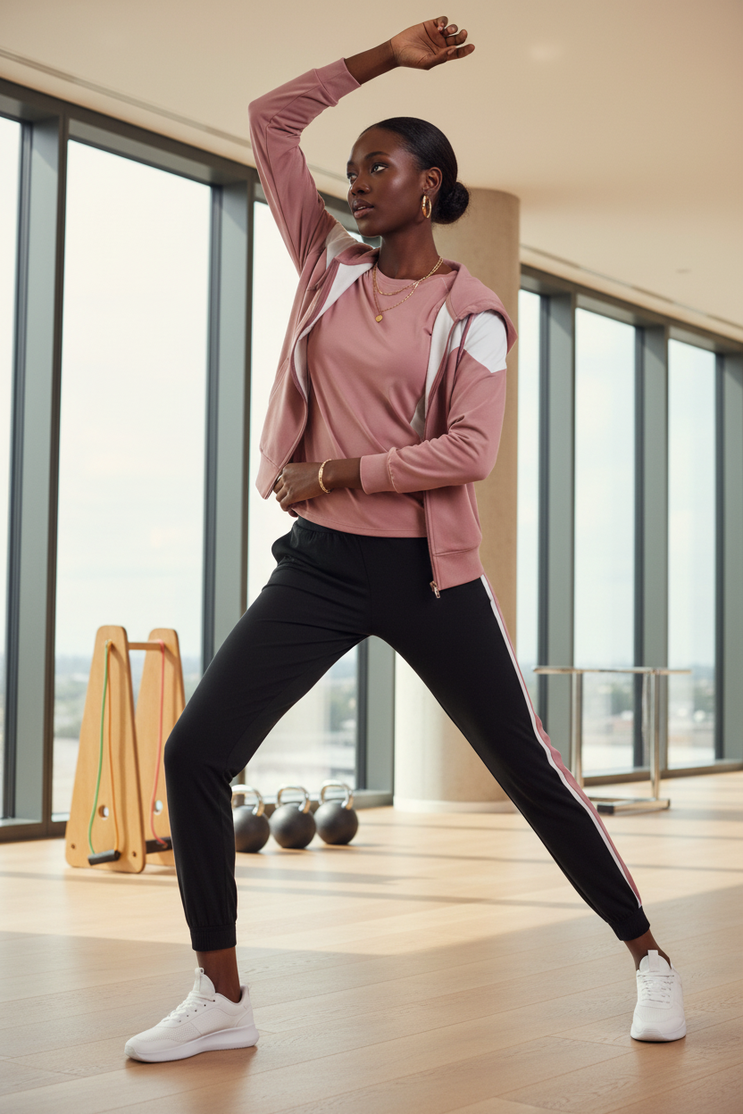 Casual Zip Tracksuit Jacket - ADAEZE'S BOUTIQUERunning Tracksuit JacketShelegances CurvesH-093070797222Casual Zip Tracksuit JacketCasual Zip Tracksuit JacketDark peach and blacks