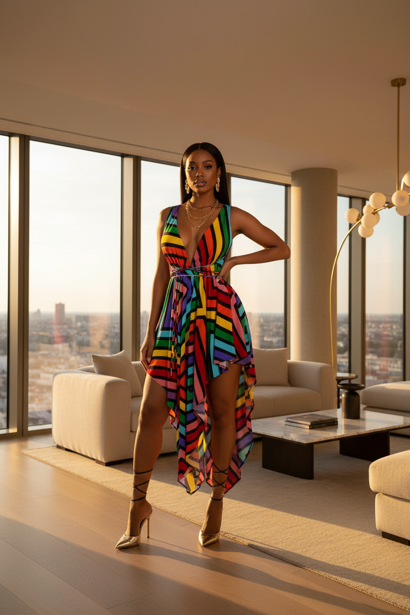 Colorblock V Neck Bohemian dresses - ADAEZE'S BOUTIQUEApparel & AccessoriesAdaeze's BoutiqueSC1691284818876Colorblock V Neck Bohemian dressesColorblock V Neck Bohemian dressesMulticolorMedium