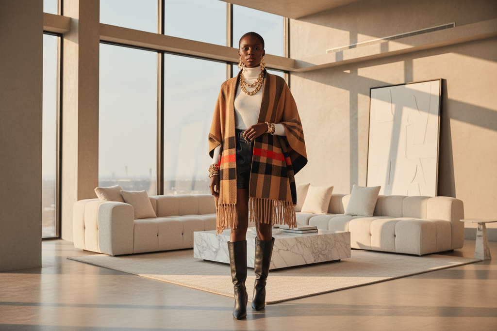 Pancho stripe knitted - ADAEZE'S BOUTIQUEwinterAdaeze's Boutique20803516Pancho stripe knittedPancho stripe knittedCamelOne size