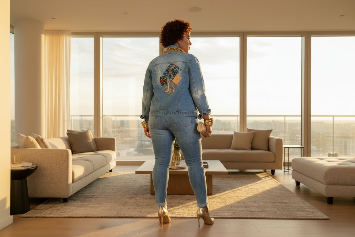 Patchwork Denim Jacket - ADAEZE'S BOUTIQUEDenim JeansAdaeze's BoutiqueSC69992564924Patchwork Denim JacketPatchwork Denim JacketWash BlueMedium