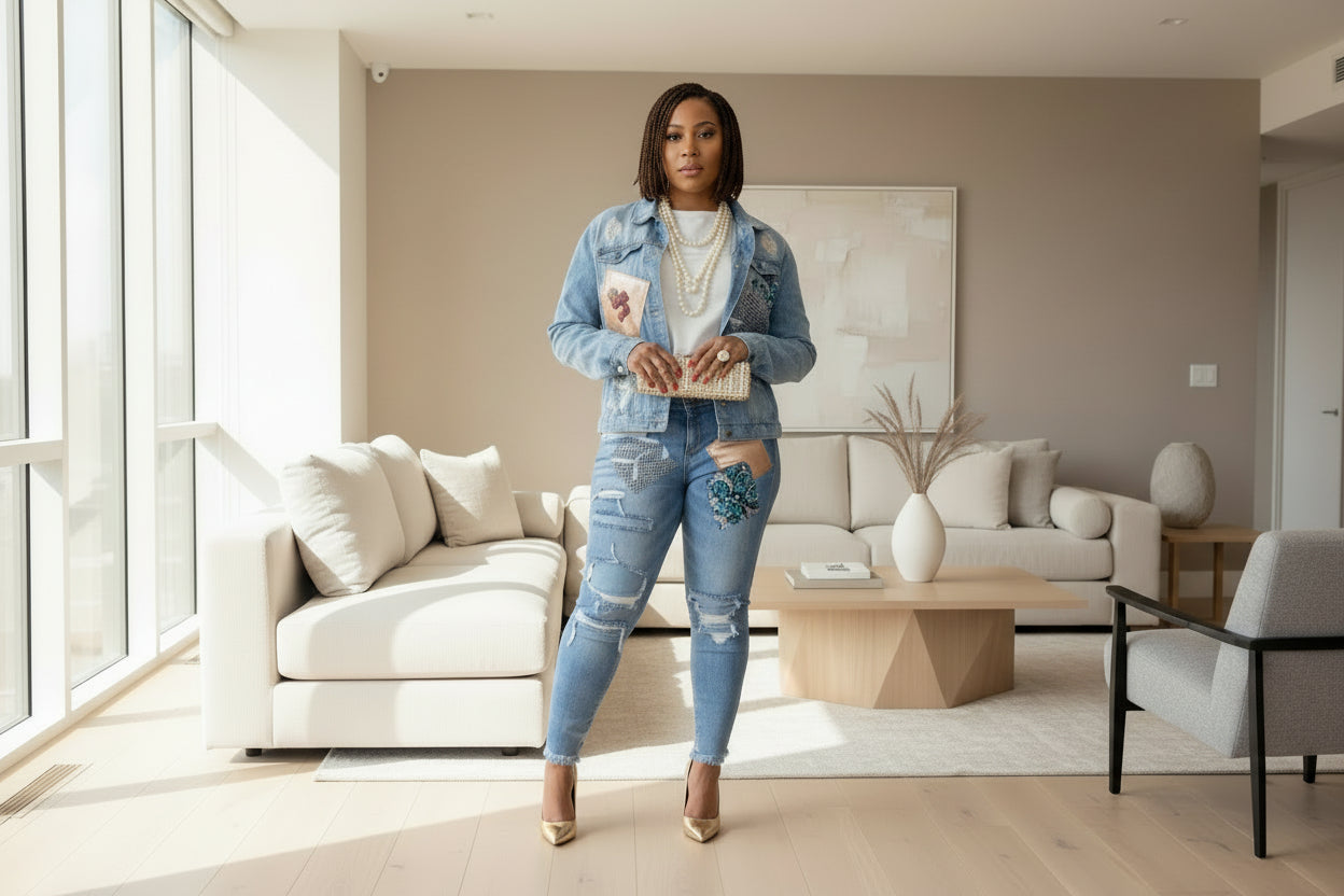 Patchwork Denim Jacket - ADAEZE'S BOUTIQUEDenim JeansAdaeze's BoutiqueSC69992564924Patchwork Denim JacketPatchwork Denim JacketWash BlueMedium