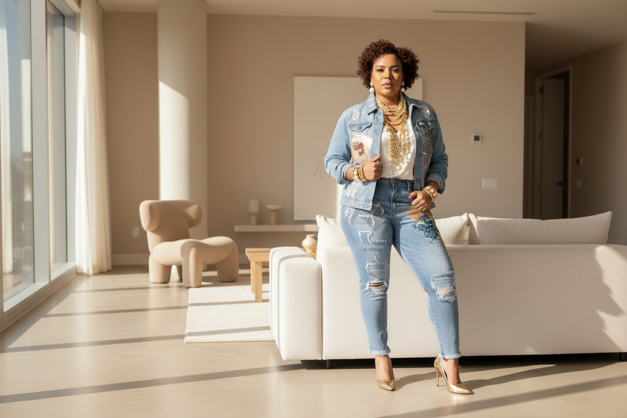 Patchwork Denim Jacket - ADAEZE'S BOUTIQUEDenim JeansAdaeze's BoutiqueSC69992564924Patchwork Denim JacketPatchwork Denim JacketWash BlueMedium