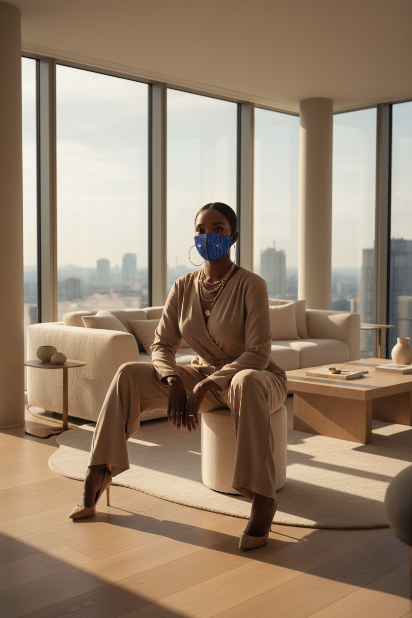 Rhinestone Chic Crystal Bling face Mask - ADAEZE'S BOUTIQUEApparel & AccessoriesShelegances curvesSC127889524412Rhinestone Chic Crystal Bling face MaskRhinestone Chic Crystal Bling face MaskBlueone size