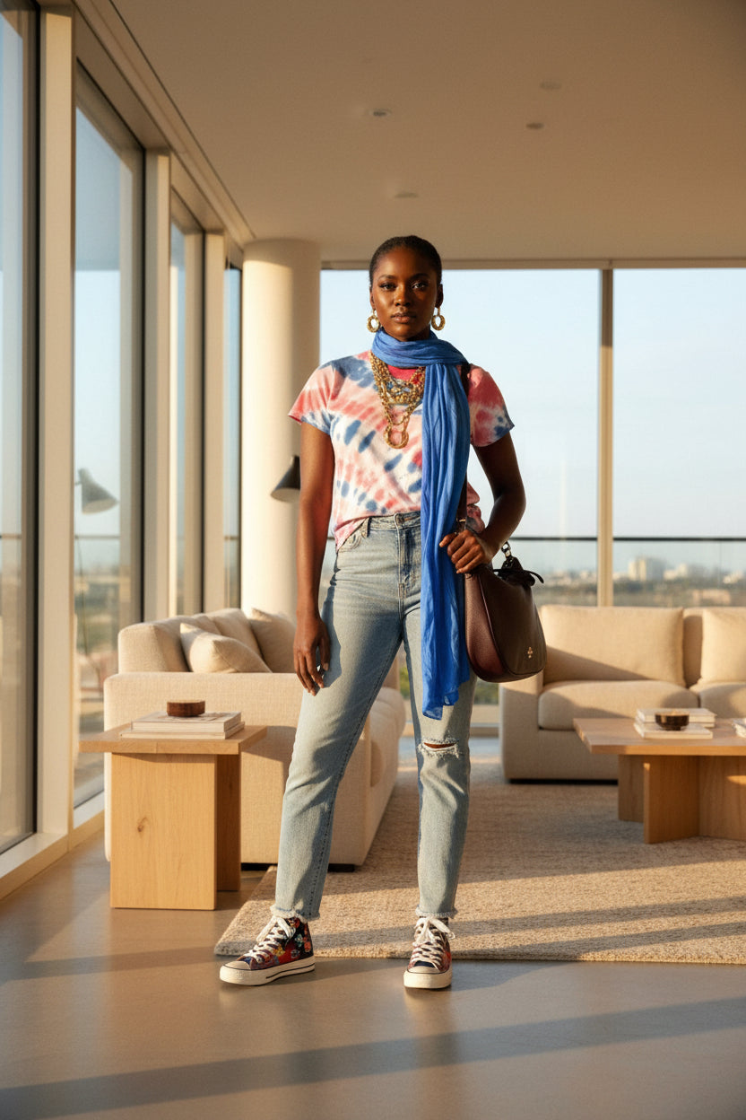 Tie Dye Scarf 6 ways - ADAEZE'S BOUTIQUEAccessoriesShelegances curves76221628Tie Dye Scarf 6 waysTie Dye Scarf 6 waysBlueOne Size