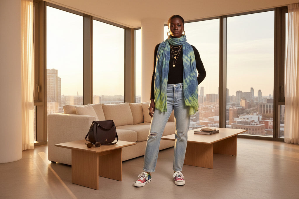 Tie Dye Scarf 6 ways - ADAEZE'S BOUTIQUEAccessoriesShelegances curves76221628Tie Dye Scarf 6 waysTie Dye Scarf 6 waysBlueOne Size